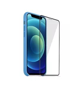 iPhone 12 Coque Liquid Silicone + Verre trempé - Bleu Ciel | Ibroz 2