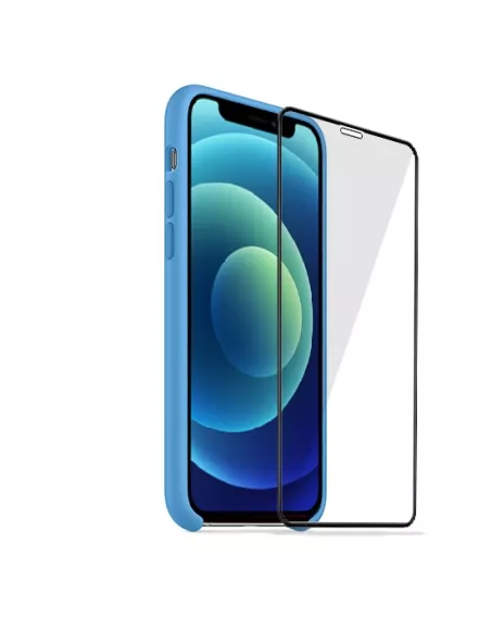iPhone 12 Liquid Silicone + Tempered Glass Case - Sky Blue | Ibroz
