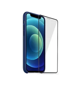 iPhone 12 Coque Liquid Silicone + Verre trempé - Bleu Marine | Ibroz 2