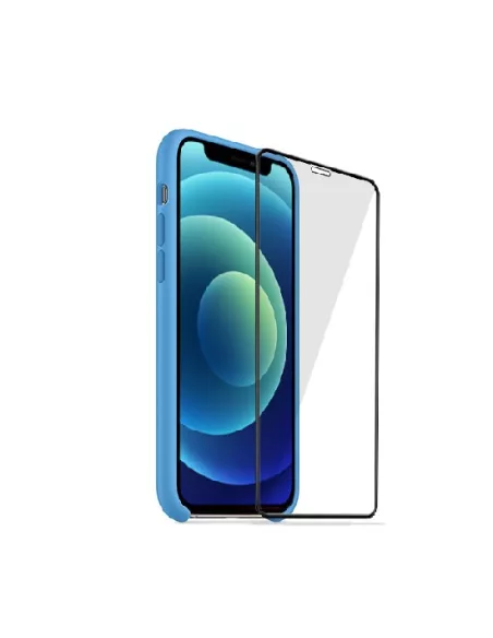 iPhone 12 Mini Coque Liquid Silicone + Verre trempé - Bleu Ciel | I...