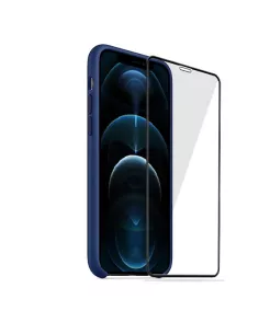 iPhone 12 et 12 Pro Coque Liquid Silicone + Verre trempé - Bleu Mar... 2