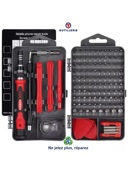 Coffret 122 outils de précision réparation smartphones, ordinateurs...