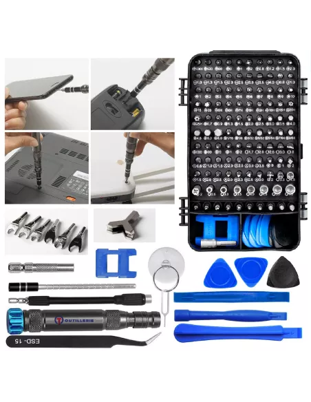 Coffret 135 outils de précision en cier - Réparation smartphones, o...