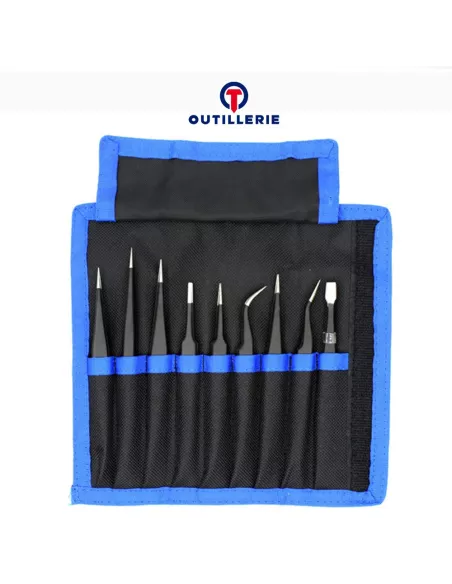 Pack of 9 Precision Tweezers Antistatic repair Sm...