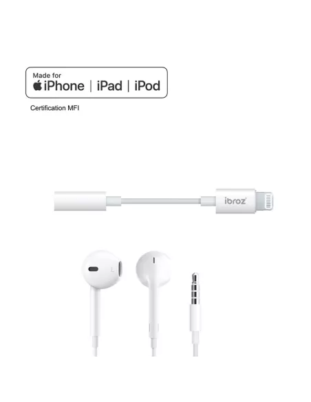 Adaptateur Lightning pour écouteurs prise jack 3.5mm vers iPhone, i...