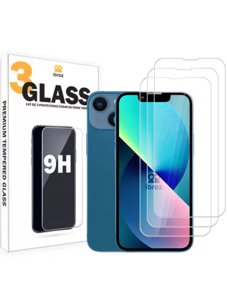 Lot de 3 Protections écran pour iPhone 13 Mini en verre trempé - 9H...