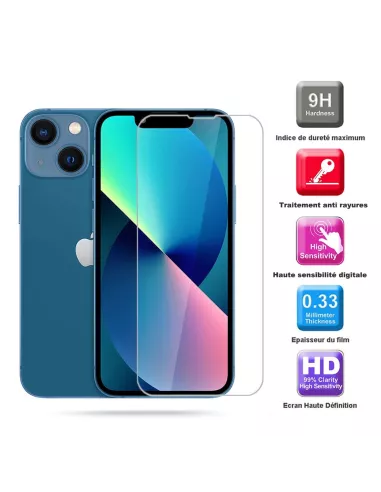 Set of 3 iPhone 13 Mini tempered glass screen protectors - 9H...