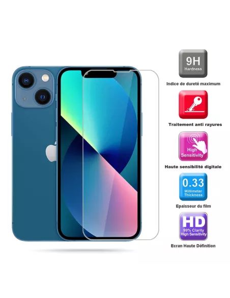 Set of 3 iPhone 13 Mini tempered glass screen protectors - 9H...