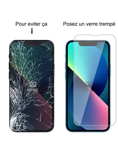 Set of 3 iPhone 13 Mini tempered glass screen protectors - 9H...