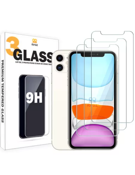 Lot de 3 Protections écran pour iPhone 11 en verre trempé - 9H | Ibroz