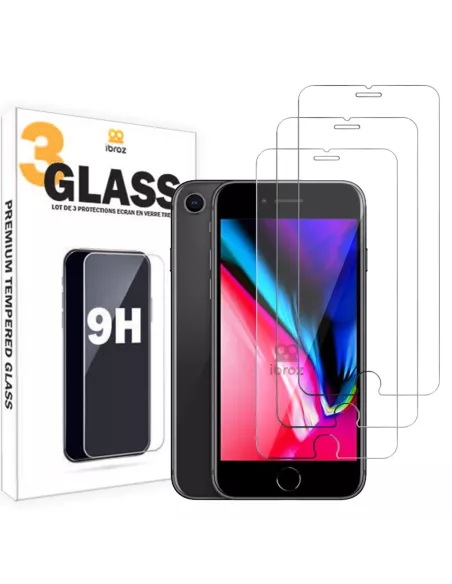 Lot de 3 Protections écran pour iPhone 7 / 8 / SE en verre trempé -...