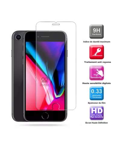 Lot de 3 Protections écran pour iPhone 7 / 8 / SE en verre trempé -...