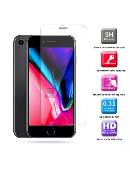 Lot de 3 Protections écran pour iPhone 7 / 8 / SE en verre trempé -...