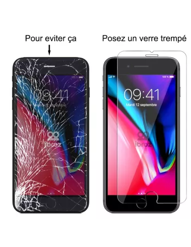 Lot de 3 Protections écran pour iPhone 7 / 8 / SE en verre trempé -...