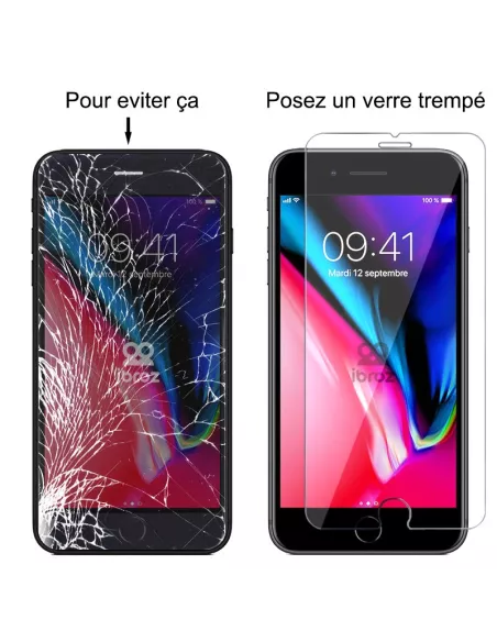 Lot de 3 Protections écran pour iPhone 7 / 8 / SE en verre trempé -...