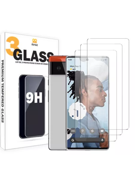 Set of 3 tempered glass screen protectors for Google Pixel 6 - 9H...