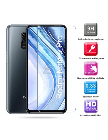 Lot de 3 Protections écran pour Xiaomi Redmi Note 9 Pro en verre tr...