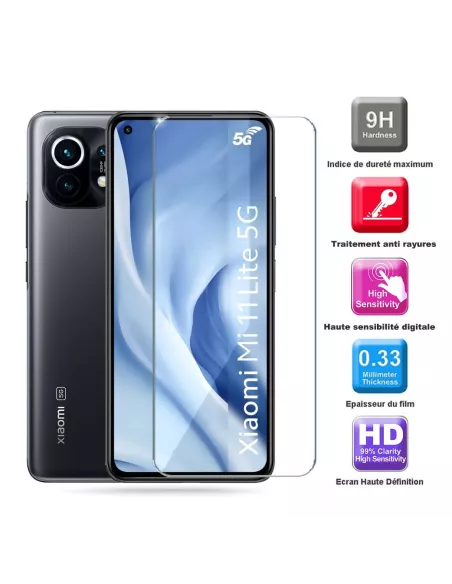 Lot de 3 Protections écran pour Xiaomi Mi 11 Lite Pro en verre trem...