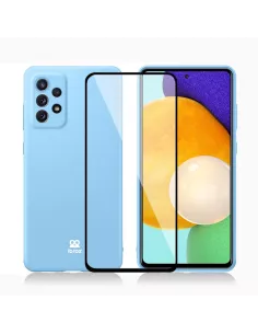 LSR Case Samsung A52/A52s Liquid Silicone + 9H Tempered Glass - Blue...