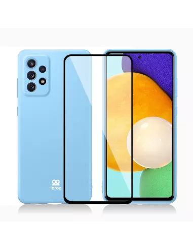 Coque LSR Samsung A52/A52s Liquide Silicone + Verre trempé 9H - Ble...