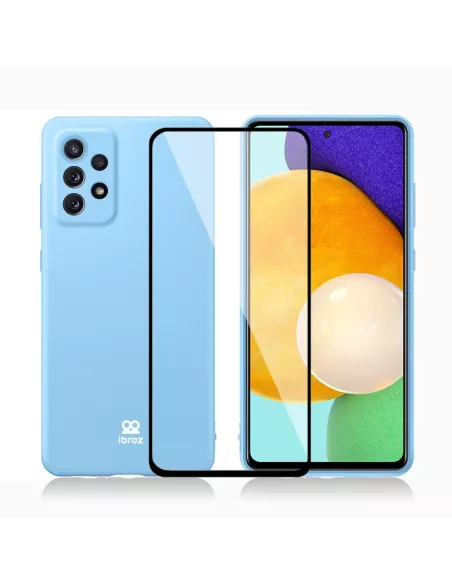 LSR Case Samsung A52/A52s Liquid Silicone + 9H Tempered Glass - Blue...
