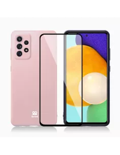 Coque LSR Samsung A52/A52s Liquide Silicone + Verre trempé 9H - Ros...