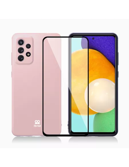 LSR Case Samsung A52/A52s Liquid Silicone + 9H Tempered Glass - Ros...