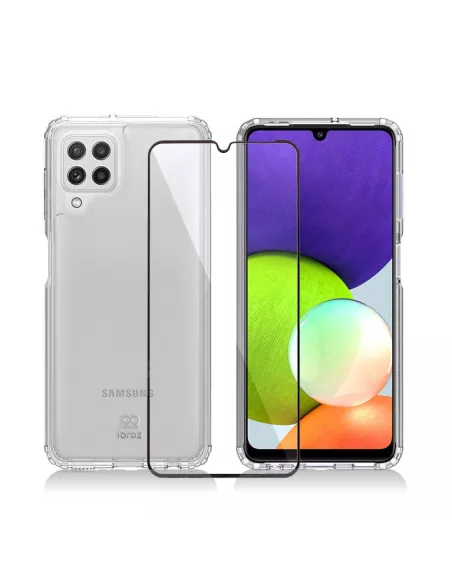 Coque antichocs + Protection écran 9H Samsung A22 4G - Transparent ...