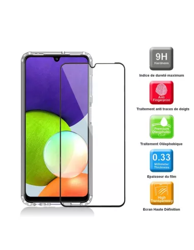 Coque antichocs + Protection écran 9H Samsung A22 4G - Transparent ...