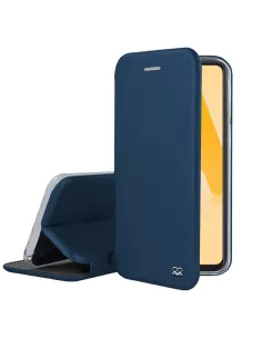 Samsung A22 4G - Folio Clam Leather Case + 9H Tempered Glass - Blue | Ibroz