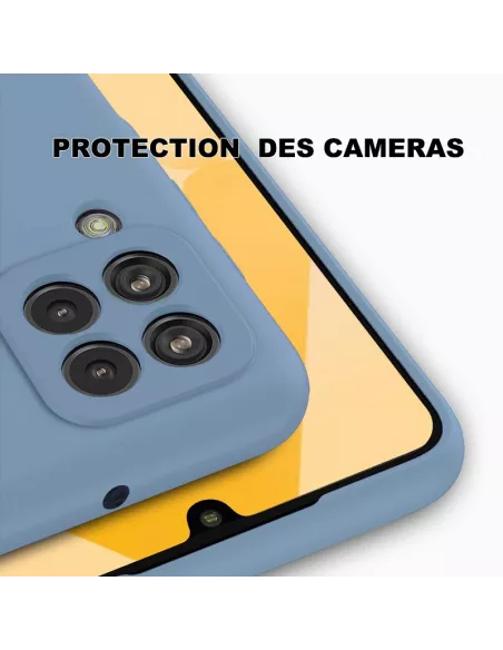LSR Case Samsung A22 (4G) Liquid Silicone + 9H Tempered Glass - Blue...
