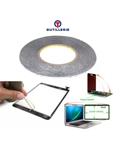 Scotch, Bande adhésive 3M double face (2mm) + Cutter pour pose écra...