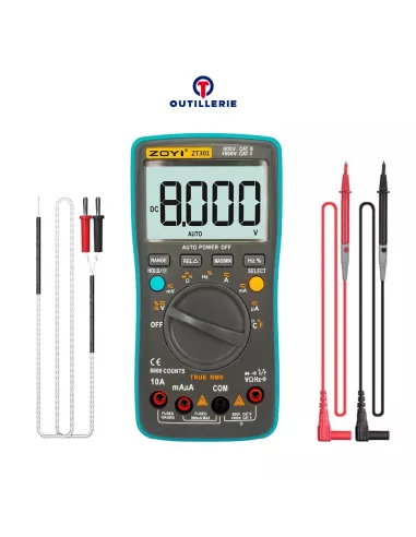 Multimètre Numérique 8000 Points - True RMS, Voltmètre, Thermomètre...