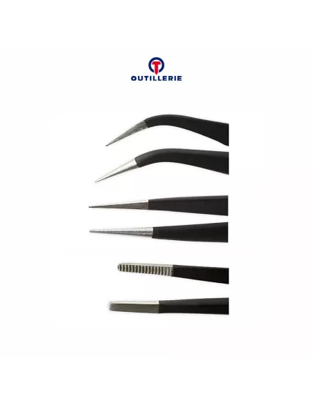 Pack de 3 Pinces de précision (Tweezer) Antistatiques réparation Sm...