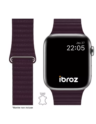 Genuine Leather Strap Apple Watch 7, 6, SE, 5, 4, 3 - Cerise N...