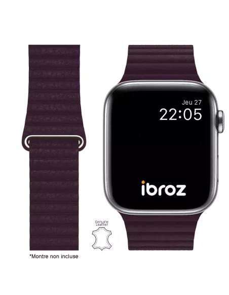 Genuine Leather Strap Apple Watch 7, 6, SE, 5, 4, 3 - Cerise N...