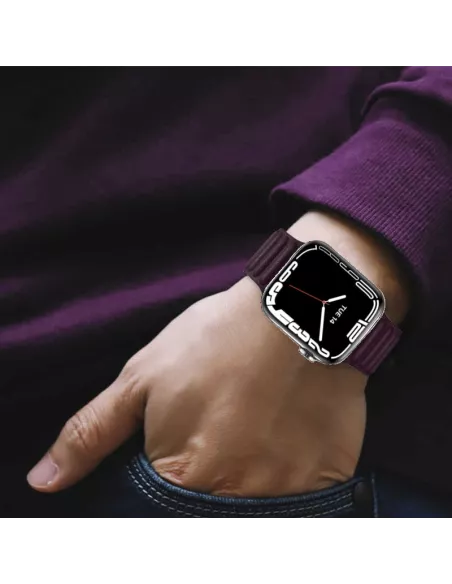 Genuine Leather Strap Apple Watch 7, 6, SE, 5, 4, 3 - Cerise N...