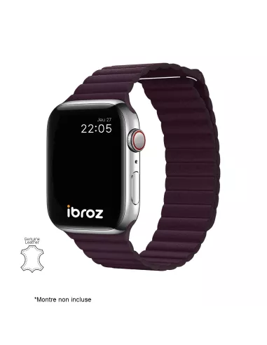 Genuine Leather Strap Apple Watch 7, 6, SE, 5, 4, 3 - Cerise N...