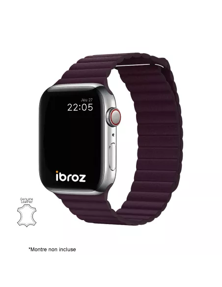 Genuine Leather Strap Apple Watch 7, 6, SE, 5, 4, 3 - Cerise N...
