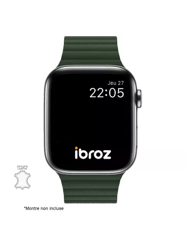 Genuine Leather Strap Apple Watch 7, 6, SE, 5, 4, 3 - Green Seq...