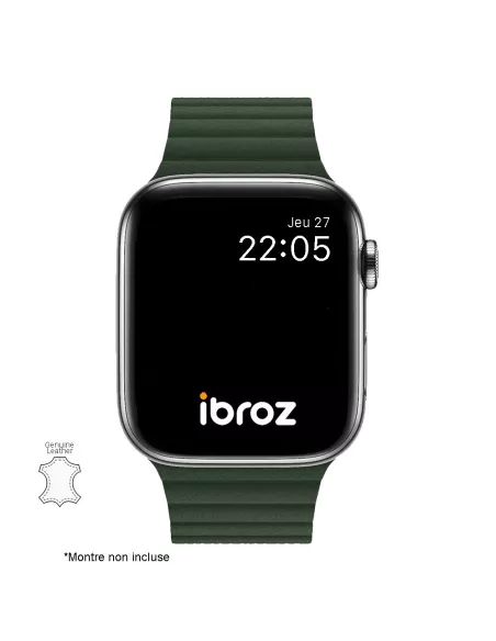 Genuine Leather Strap Apple Watch 7, 6, SE, 5, 4, 3 - Green Seq...