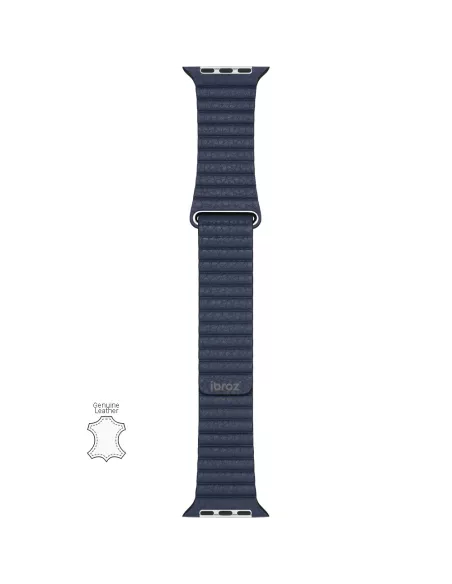 Genuine Leather Strap Apple Watch 7, 6, SE, 5, 4, 3 - Blue Mar...