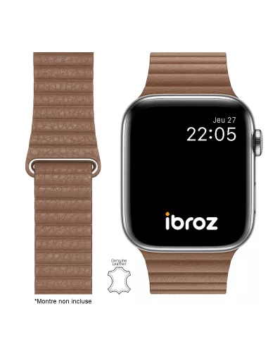 Bracelet en Cuir véritable Apple Watch 7, 6, SE, 5, 4, 3 - Havane |...