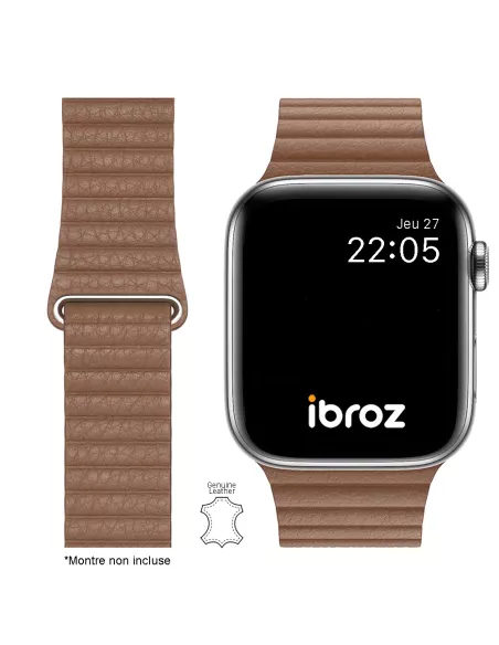 Bracelet en Cuir véritable Apple Watch 7, 6, SE, 5, 4, 3 - Havane |...