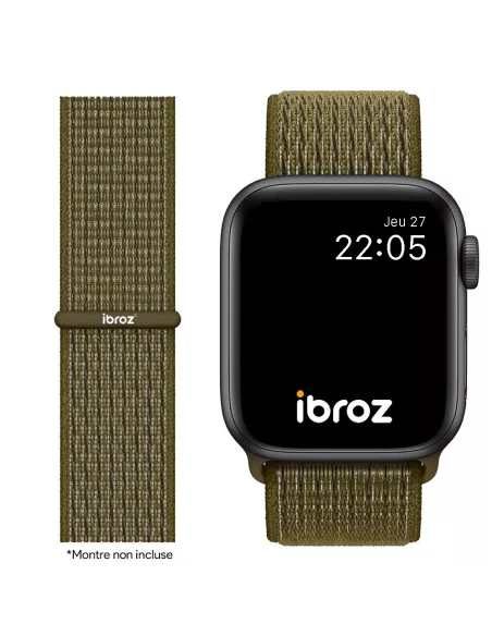Bracelet Nylon Loop Sport pour Apple Watch 7, 6, SE, 5, 4, 3 - Kaki...