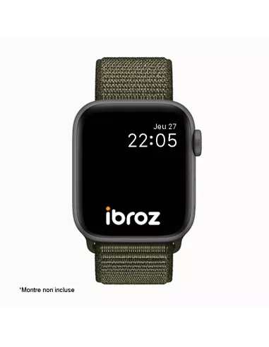 Bracelet Nylon Loop Sport pour Apple Watch 7, 6, SE, 5, 4, 3 - Kaki...