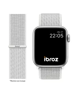 Bracelet Nylon Loop Sport pour Apple Watch 7, 6, SE, 5, 4, 3 - Blan...