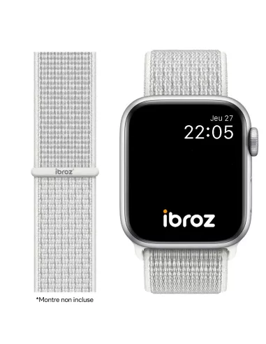 Bracelet Nylon Loop Sport pour Apple Watch 7, 6, SE, 5, 4, 3 - Blan...