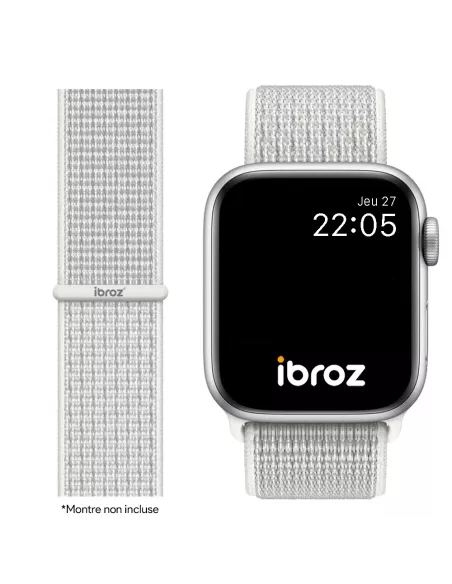Nylon Loop Sport Wristband for Apple Watch 7, 6, SE, 5, 4, 3 - White...