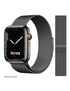 Bracelet Apple Watch 7, 6, SE, 5, 4, 3 - Maille milanaise acier - G...